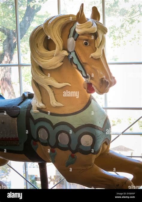 Carousel Animal Carved Horse Figure Usa Stock Photo Alamy