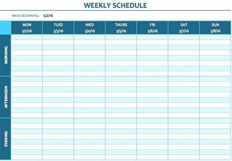 Week Time Schedule Template Lovely Free Weekly Schedule Templates For