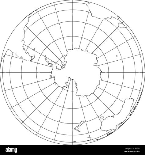 Outline Earth Globe With Map Of World Focused On Antarctica Vector
