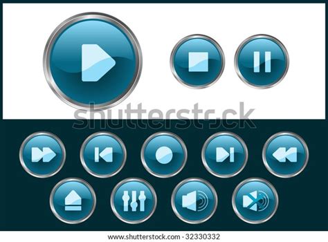 Vector Glossy Media Buttons Stock Vector Royalty Free 32330332