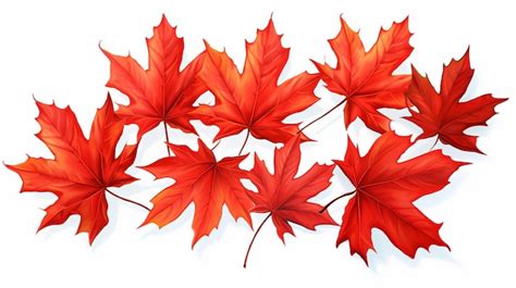 Premium Ai Image Red Maple Leaves Illustration On White Isolated