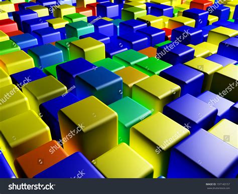 Abstraction3d Render Different Colored Cubes Stock Illustration