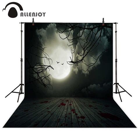Allenjoy Photographic Background Full Moon Floor Blood Horror Halloween