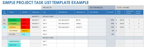 Project Task List Template Excel Project Planner Template Project