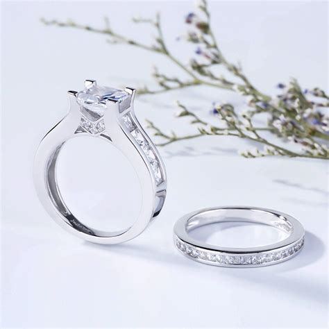 Jeulia Classic Princess Cut Sterling Silver Ring Set Jeulia Jewelry