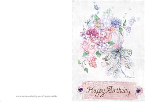 Happy Birthday Card With Flowers Free Printable Papercraft Templates