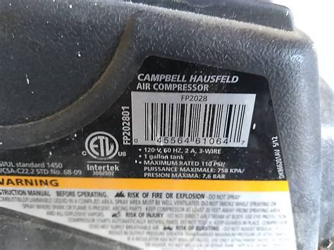 Campbell Hausfeld Fp2028 1 Gal Pancake Air Compressor 110 Psi For
