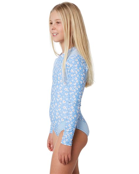 Seafolly Girls Pool Party Ls Surfsuit - Teen - Summer Blue | SurfStitch