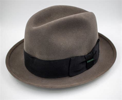 Vintage Stetson Fedora Gray Felt Hat Sovereign Luxuro 6 78 Etsy