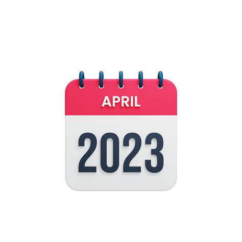 2023 April Calendar Rendered 3d Illustration 12981998 Png