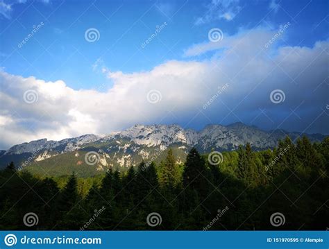 Summer In The Mountains With Clouds Above Stock Image Image Of