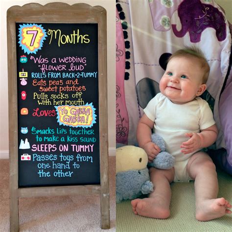 7 Months Baby Chalkboard Baby Month By Month 7 Month Baby Half