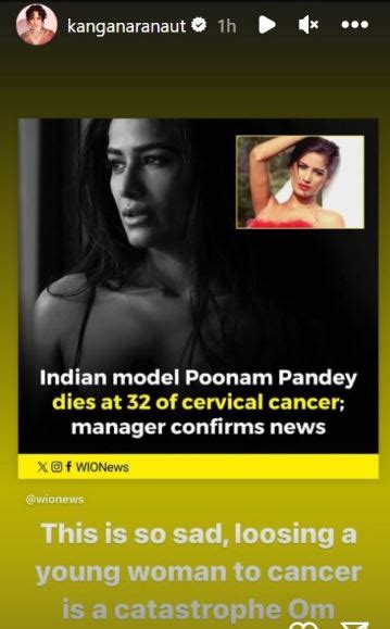 Poonam Pandey Passes Away Kangana Ranaut Munawar Faruqui Celebs Mourn