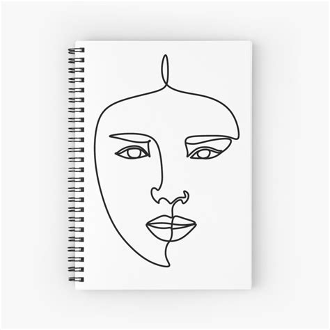 Cuaderno De Espiral Retrato De Una Línea Femenina Cara De Mujer