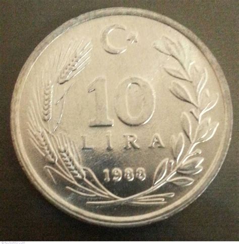 10 Lira 1988 Republica 1981 1990 Turcia Monedă 29941
