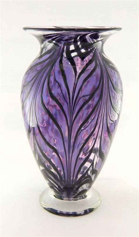 Art Glass Purple Vase Purple Glass Blown Glass Art