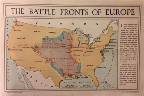 The Ww1 Battle Fronts Of Europe Superimposed On The Continental Usa