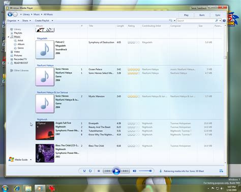 Windows 7 Beta Windows Media Player 12 Library All Music