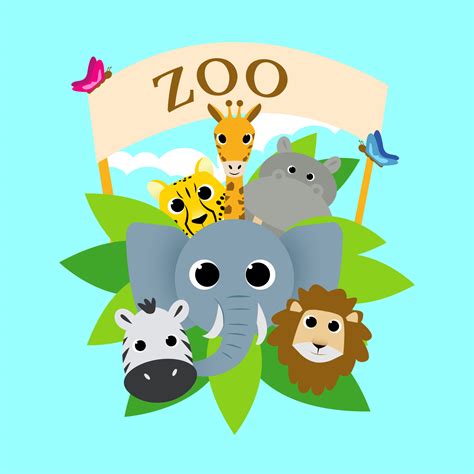 Zoo Cute Animal Group Vector Illustration 602759 Vector Art At Vecteezy
