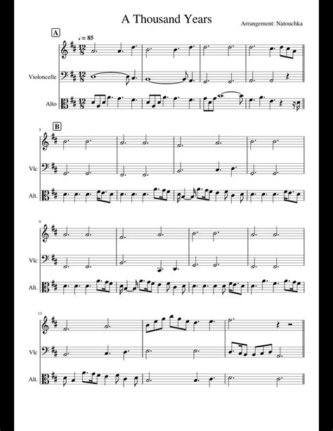 A Thousand Years Sheet Music For Violin Cello Viola Download Free In