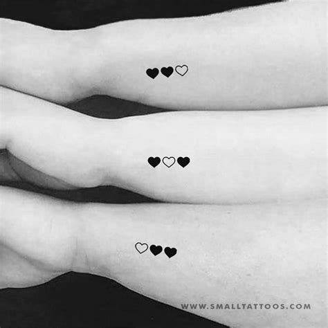 Matching Hearts Temporary Tattoo Set Of 3x2 Small Tattoos