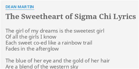 The Sweetheart Of Sigma Chi Lyrics By Dean Martin The Girl Of My