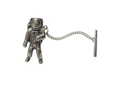 Silver Toned Textured Space Astronaut Tie Tack Silver Silver Tone Astronomy Jewelry