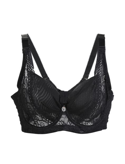 Women Sexy Lace Translucent Seamless Underwire Plus Size Sheer Bra