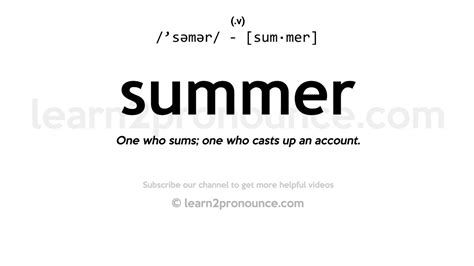 Pronunciation Of Summer Definition Of Summer Youtube
