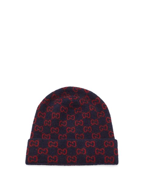 Gucci Gg Logo Jacquard Wool Beanie Hat For Men Lyst