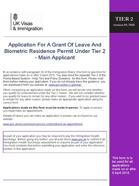 Tier 2 Visa Application Form Point Based System Uk Passport Payments