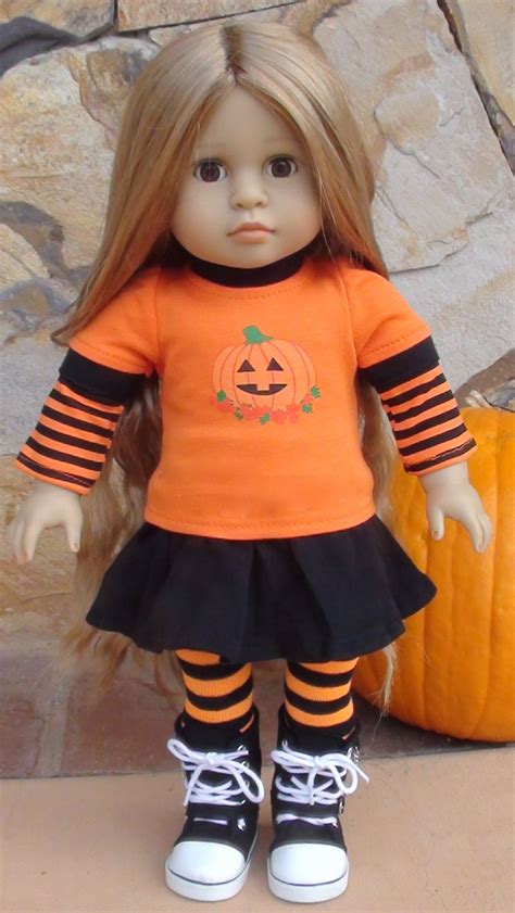 A Happy Halloween Pumpkin Doll Outfit With Boots Doll Clothes
