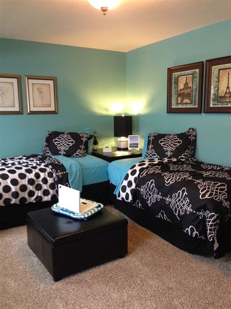 Modernized Turquoise And Black Bedroom