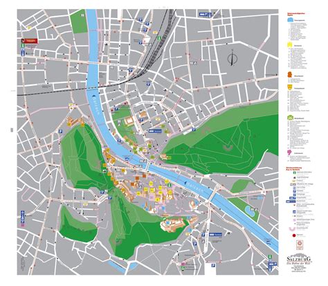 Large Detailed Tourist Map Of Salzburg City Salzburg City Large