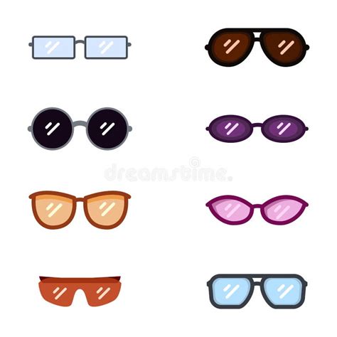 vector set of color eyeglasses icons sunglasses rim types stock vector illustration of