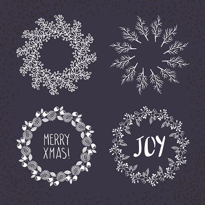 Download Christmas Wreath Drawn Vector Set Stock Illustration ...