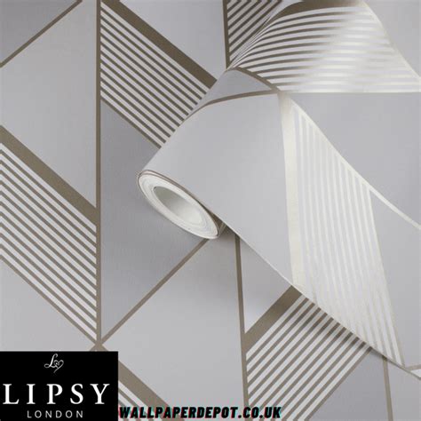 Muriva Lipsy London Grey And Gold Geometric Wallpaper 144901
