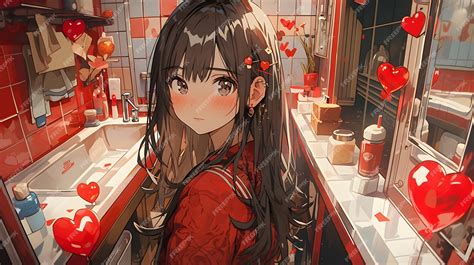 Premium Ai Image Cute Chibi Lofi Anime Manga Girl Valentines Day