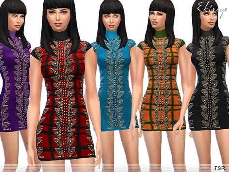 The Sims Resource Studded Knit Dress By Ekinege • Sims 4 Downloads