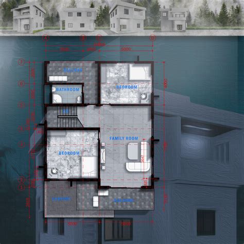 Residential Modern Villa 1 Architecture Plan With Floor Plan Metric