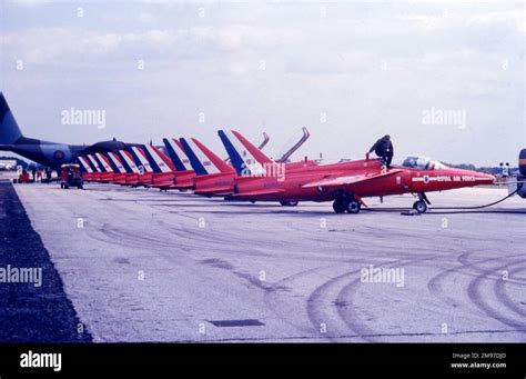 Rafat Raf Red Arrows Folland Gnats Line Up Before Their Display At