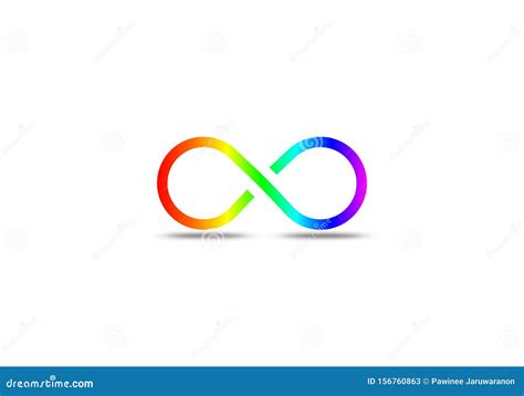 Rainbow Infinity Sign Line Color Gradient Design Pattern On White