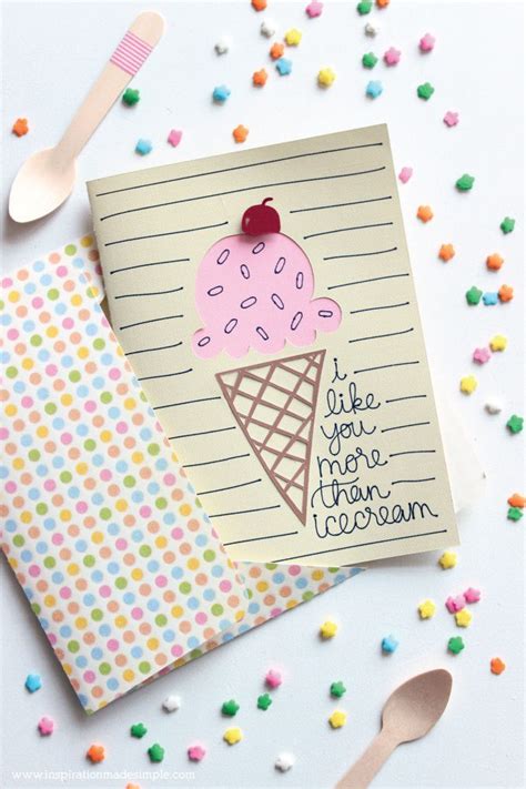The quickest and easiest way to begin is to buy a kit where everything is pre cut, with sentiments, embellishments and instructions provided. DIY Ice Cream Card with the Cricut Maker - Inspiration ...