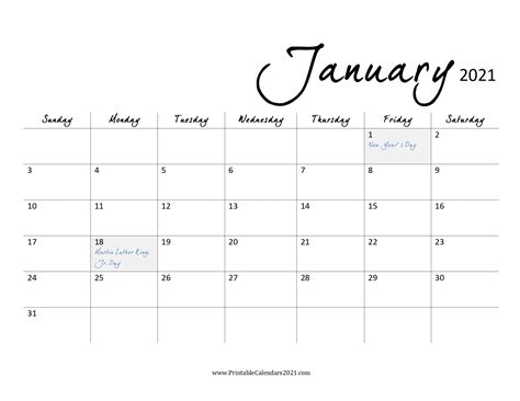 Free printable january calendar 2021 botanical. Blank January 2021 Calendar Download - 65+ Printable ...