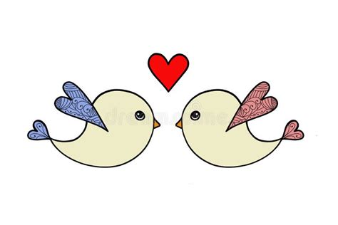 Love Birds Valentines Day Card With Two Birds And Heart Stock