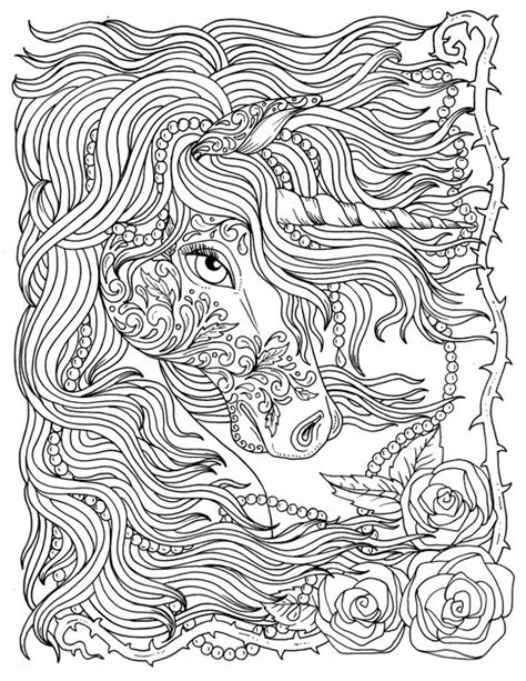 Unicorns are creatures of mythology. Unicorn and Pearls Fantasy Coloring Page Adult Coloring