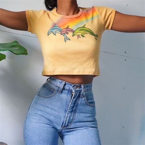 masha and jlynn on instagram “sold rare vintage 70s single stitch airbrushed dolphin crop tee 🐬 🌈