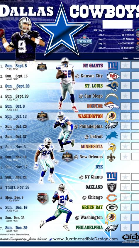 Dallas Cowboys Schedule Printable 2022 Customize And Print