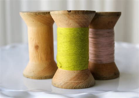 Vintage Wood Thread Spools Shades Of Green And Pink Sewing Etsy