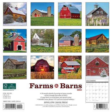 Farms And Barns 2023 Wall Calendar By Willow Creek Press